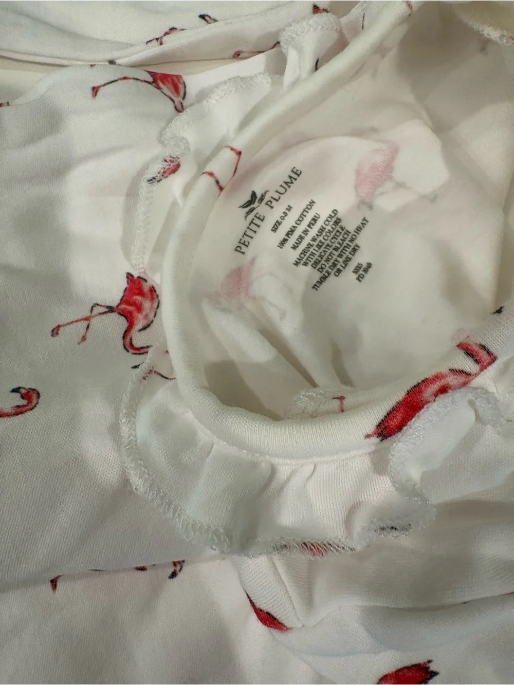 White Baby Footed One-Piece with Pink Flamingo Print🦩🤍